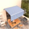 Automatiserad markis med rullgardin blå och vit vidaXL 3 x 2.5 m – miniatyr 1