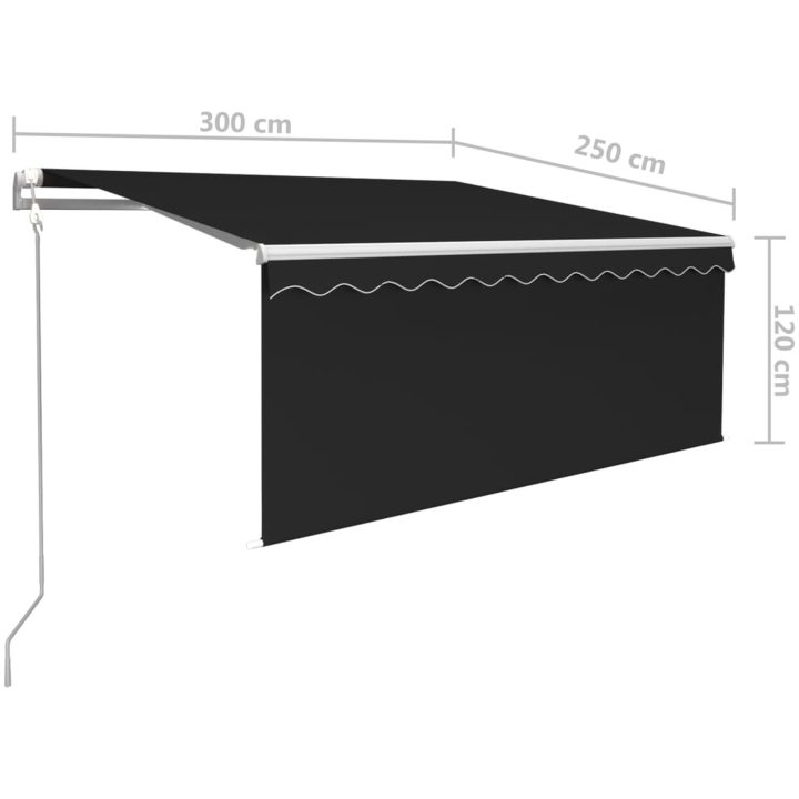 Automatiserad markis med rullgardin cm antracit vidaXL 3 x 2.5 m – bild 9