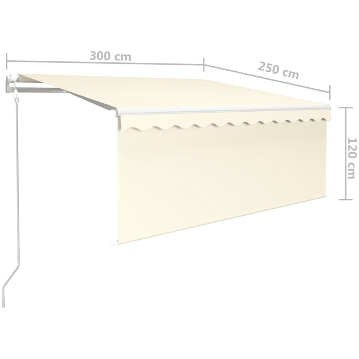 Automatiserad markis med rullgardin cm gräddvit vidaXL 3 x 2.5 m – bild 9