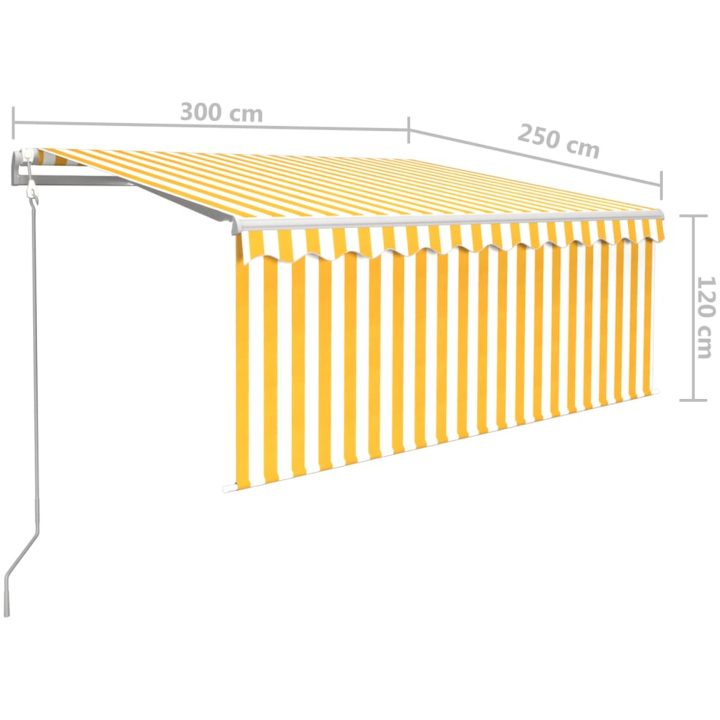 Automatiserad markis med rullgardin gul och vit vidaXL 3 x 2.5 m – bild 9
