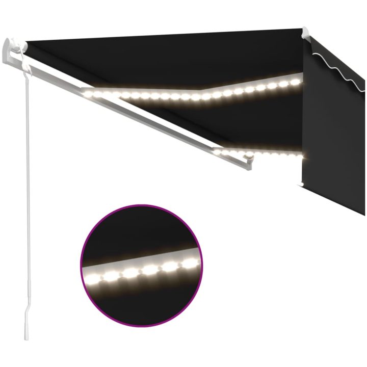 Automatiserad markis rullgardin vindsensor LED antracit vidaXL 5 x 3 m – bild 5