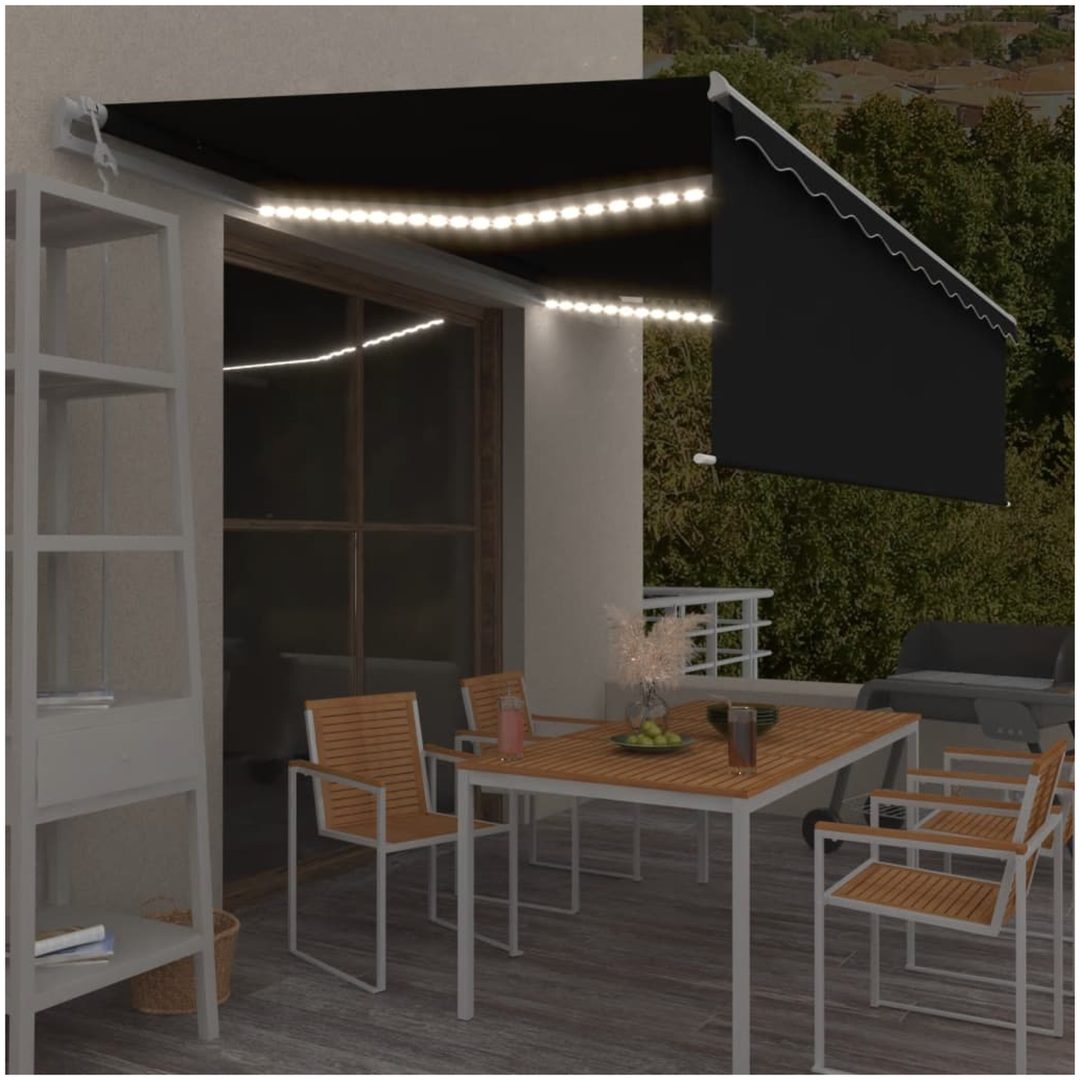 Automatiserad markis rullgardin vindsensor LED antracit vidaXL 5 x 3 m