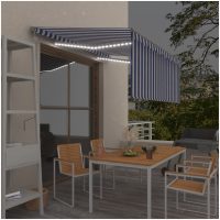 Automatiserad markis vindsensor rullgardin LED blå/vit vidaXL
