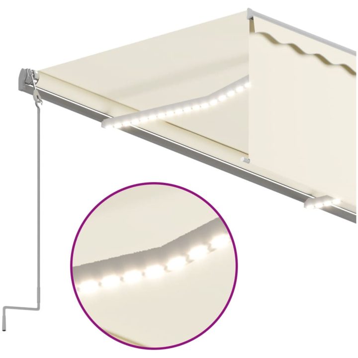 Automatiserad markis vindsensor rullgardin LED gräddvit vidaXL 3 x 2.5 m – bild 5