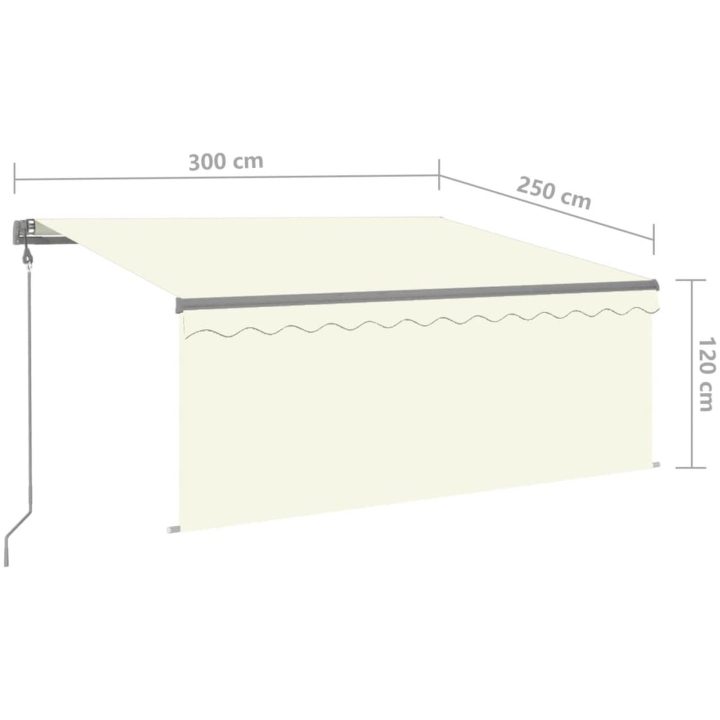 Automatiserad markis vindsensor rullgardin LED gräddvit vidaXL 3 x 2.5 m – bild 10