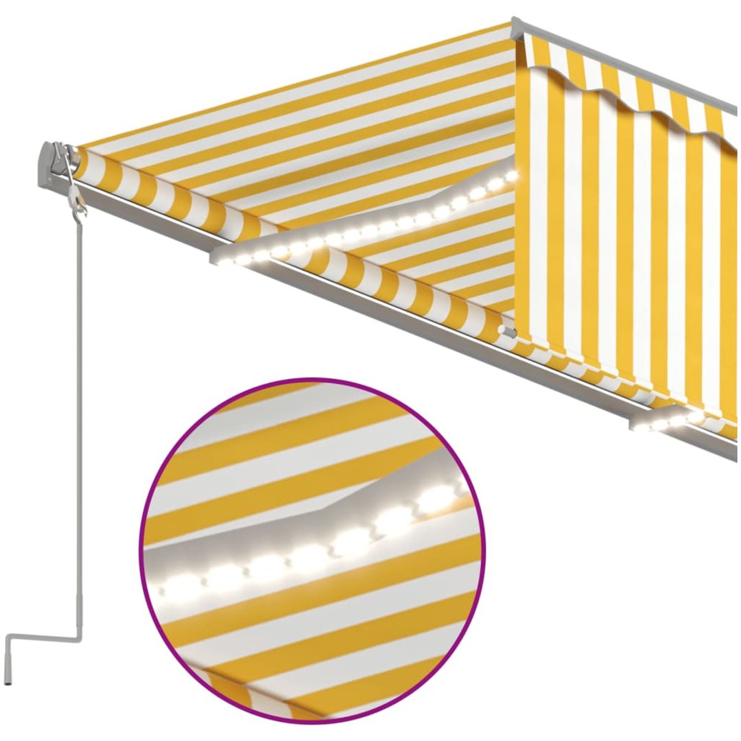 Automatiserad markis vindsensor rullgardin LED gul/vit vidaXL 3 x 2.5 m – bild 5