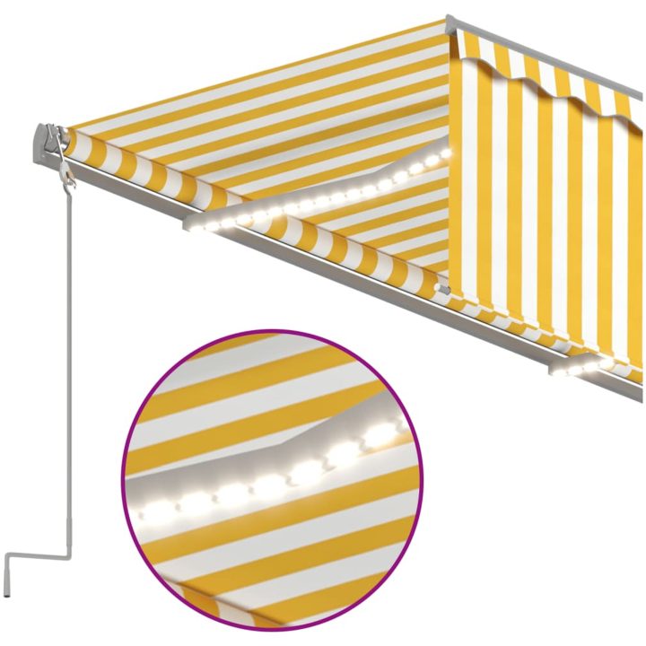Automatiserad markis vindsensor rullgardin LED gul/vit vidaXL 3 x 2.5 m – bild 5