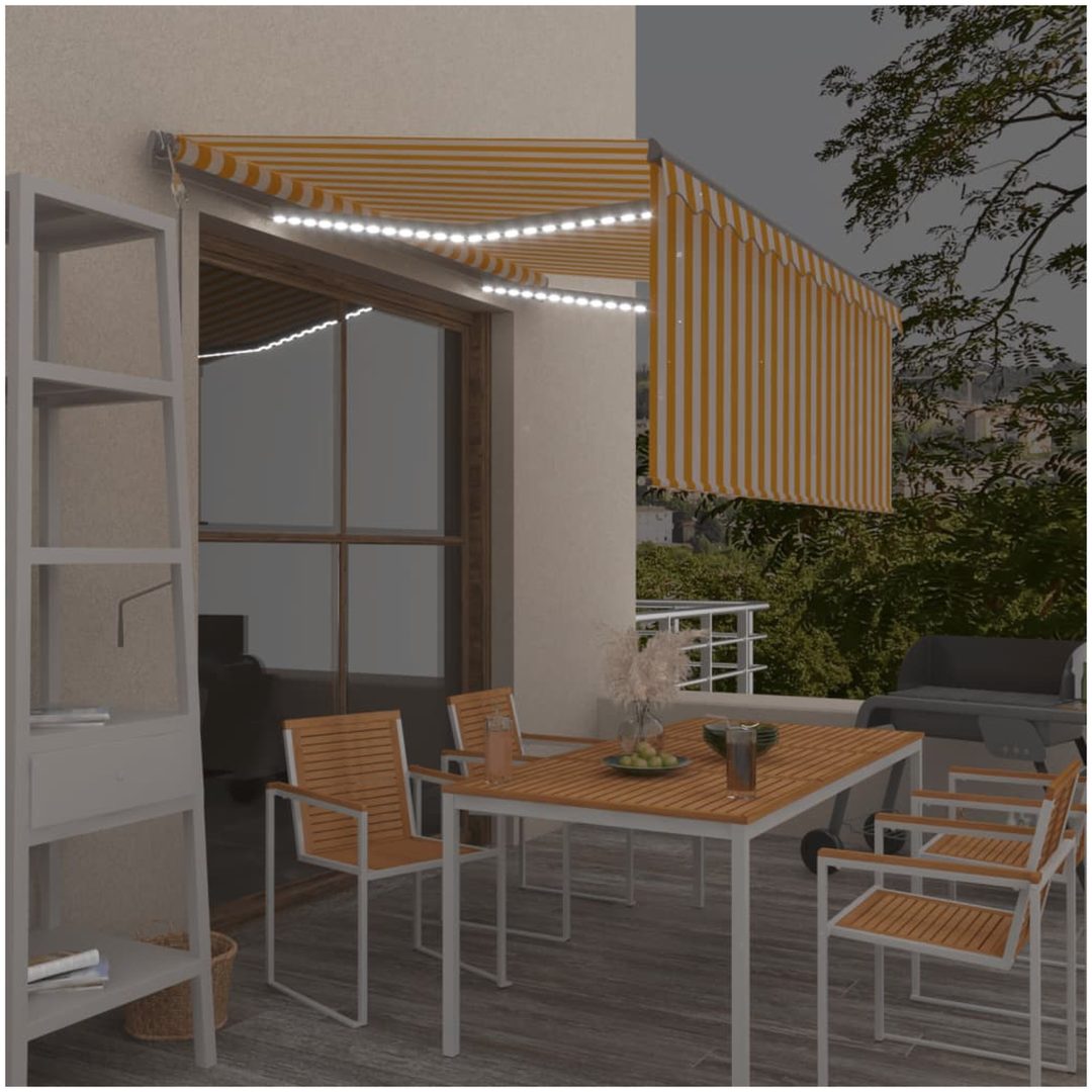 Automatiserad markis vindsensor rullgardin LED gul/vit vidaXL 3 x 2.5 m