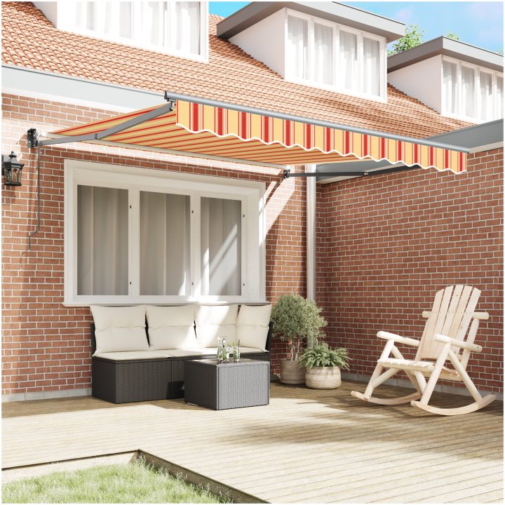 Automatisk Hopfällbar Markis Gul och Orange 300x250 cm vidaXL Stor – bild 3