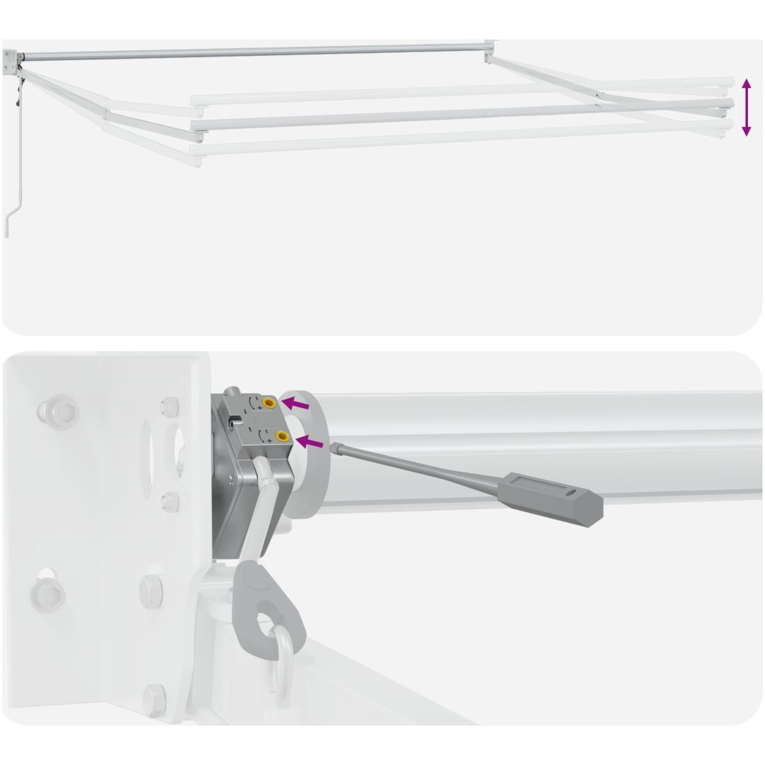 Automatisk Hopfällbar Markis Röd och Vit Rand vidaXL 300 cm x 250 cm – bild 10