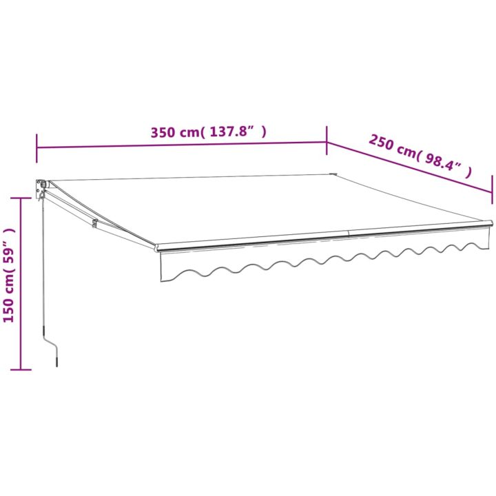 Automatisk infällbar markis gräddvit vidaXL 3.5 x 2.5 m – bild 10