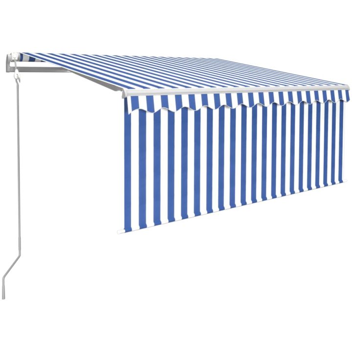 Automatisk infällbar markis med rullgardin blå & vit vidaXL 3.5 x 2.5 m – bild 2