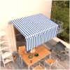 Automatisk infällbar markis med rullgardin blå & vit vidaXL 3.5 x 2.5 m – miniatyr 1