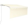 Automatisk infällbar markis med rullgardin gräddvit vidaXL 3.5 x 2.5 m – miniatyr 2