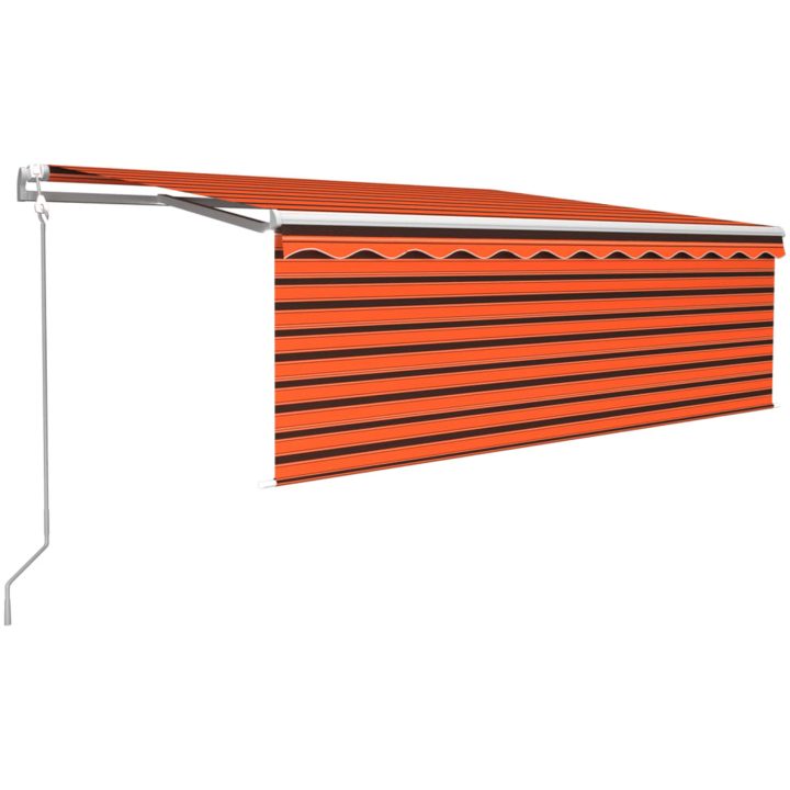 Automatisk infällbar markis med rullgardin orange/brun vidaXL 4.5 x 3 m – bild 2