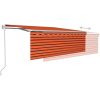 Automatisk infällbar markis med rullgardin orange/brun vidaXL 4.5 x 3 m – miniatyr 4