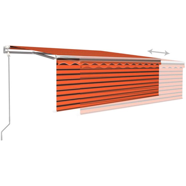 Automatisk infällbar markis med rullgardin orange/brun vidaXL 4.5 x 3 m – bild 4