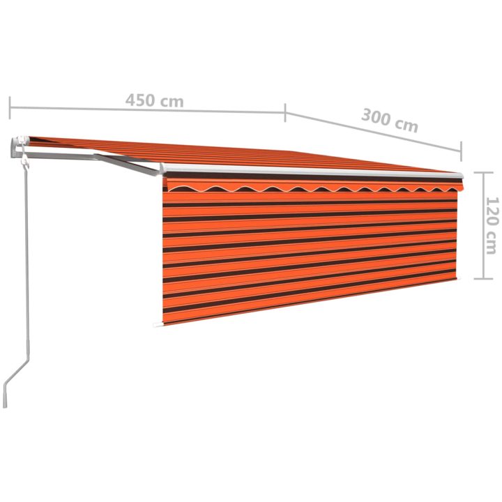 Automatisk infällbar markis med rullgardin orange/brun vidaXL 4.5 x 3 m – bild 9