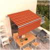 Automatisk infällbar markis rullgardin orange och brun vidaXL 3.5 x 2.5 m – miniatyr 1