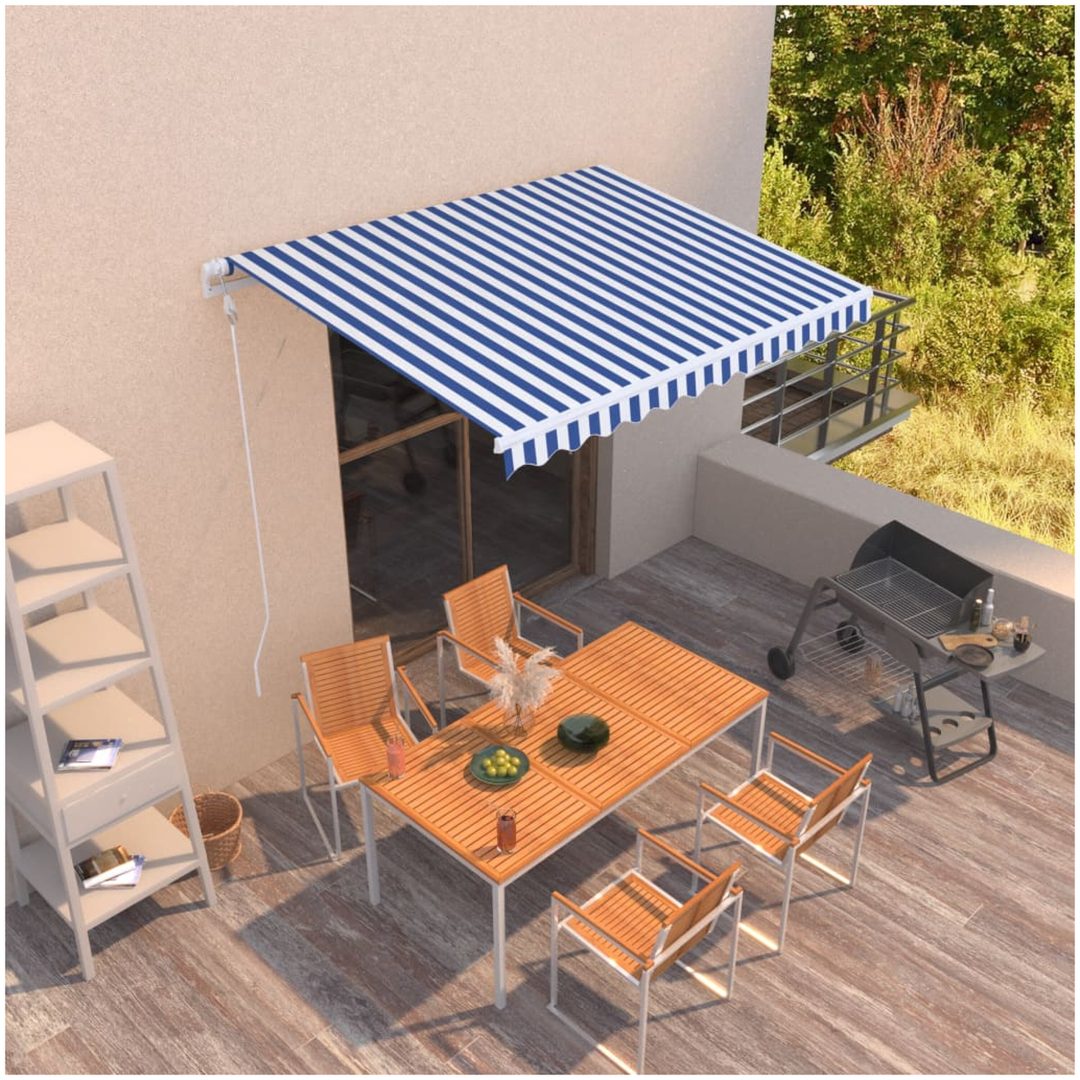 Automatisk markis blå och vit vidaXL 300 x 250 cm