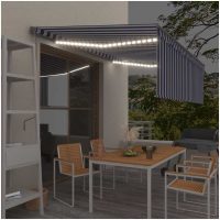 Automatisk markis m. vindsensor rullgardin LED blå och vit vidaXL