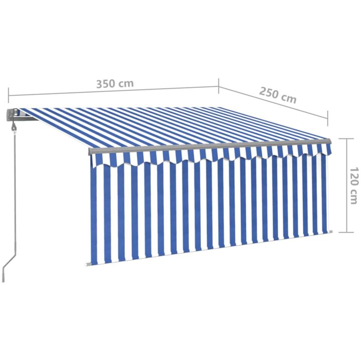 Automatisk markis m. vindsensor rullgardin LED blå/vit vidaXL 3.5 x 2.5 m – bild 10