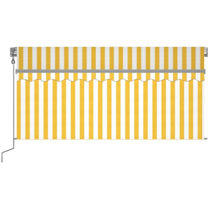 Automatisk markis m. vindsensor rullgardin LED gul/vit vidaXL 3.5 x 2.5 m – bild 3