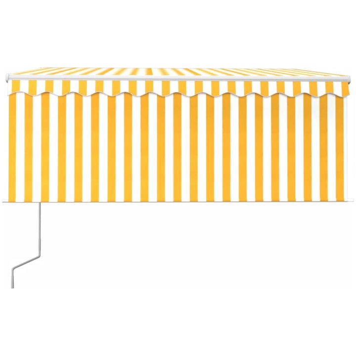 Automatisk markis med rullgardin gul/vit vidaXL 3.5 x 2.5 m – bild 3