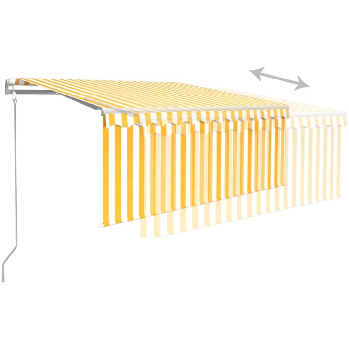 Automatisk markis med rullgardin gul/vit vidaXL 3.5 x 2.5 m – bild 4