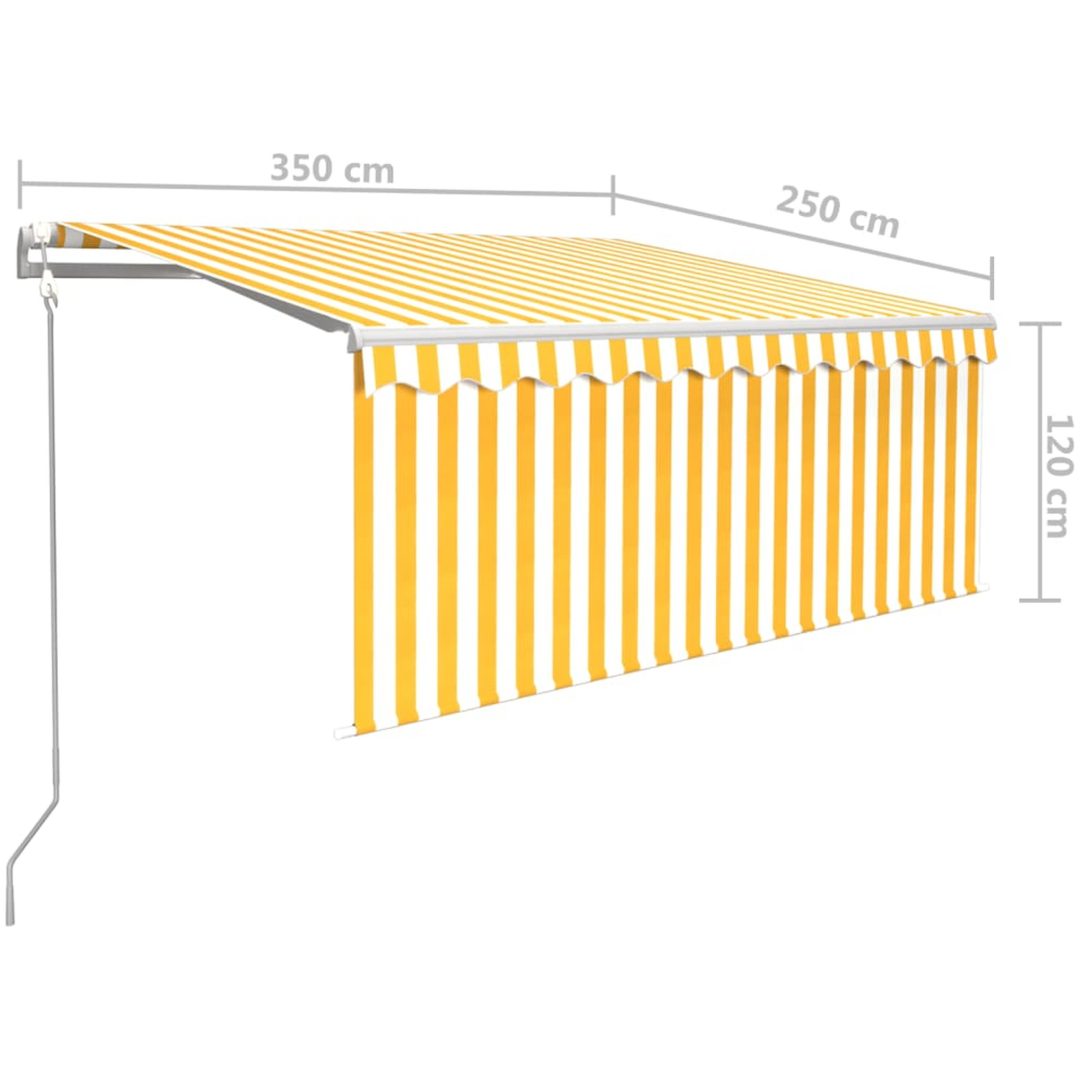 Automatisk markis med rullgardin gul/vit vidaXL 3.5 x 2.5 m – bild 9