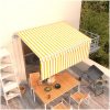 Automatisk markis med rullgardin gul/vit vidaXL 3.5 x 2.5 m – miniatyr 1