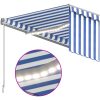 Automatisk markis med rullgardin vindsensor LED blå/vit vidaXL 4.5 x 3 m – miniatyr 5