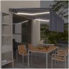 Automatisk markis med rullgardin vindsensor LED blå/vit vidaXL 4.5 x 3 m – miniatyr 1