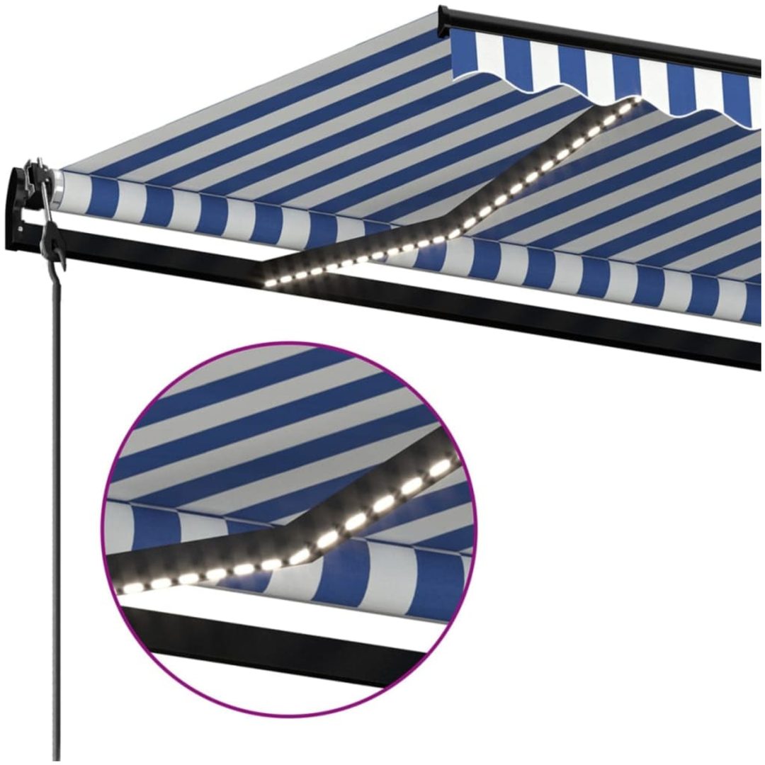 Automatisk markis med vindsensor & LED blå och vit vidaXL 300 x 250 cm – bild 5