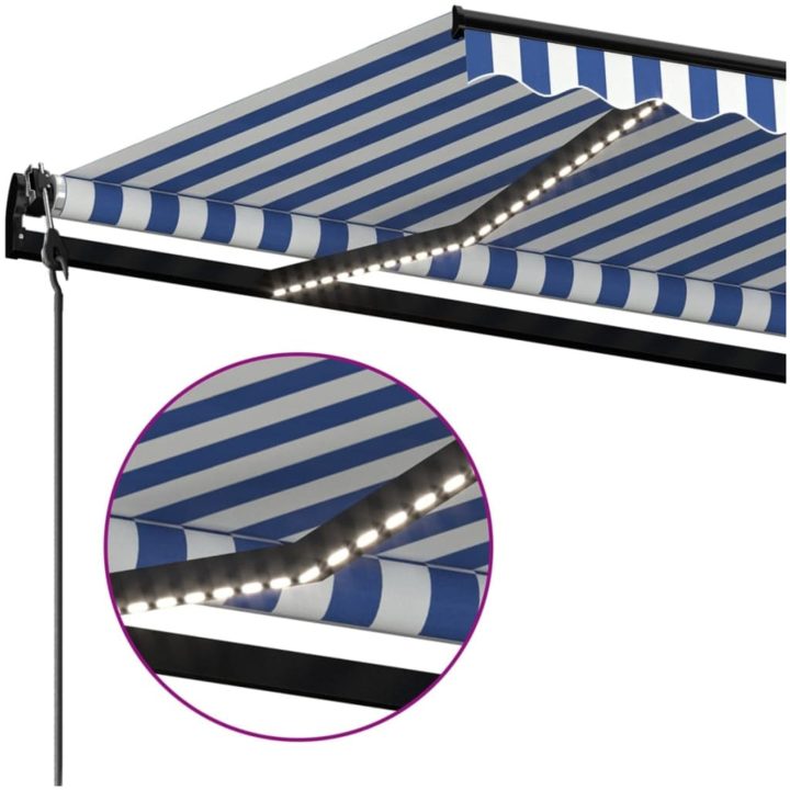 Automatisk markis med vindsensor & LED blå och vit vidaXL 300 x 250 cm – bild 5