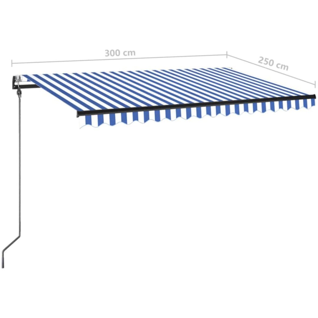 Automatisk markis med vindsensor & LED blå och vit vidaXL 300 x 250 cm – bild 10