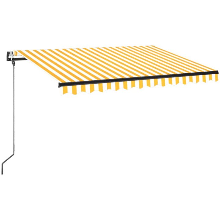 Automatisk markis med vindsensor & LED gul/vit vidaXL 350 x 250 cm – bild 2