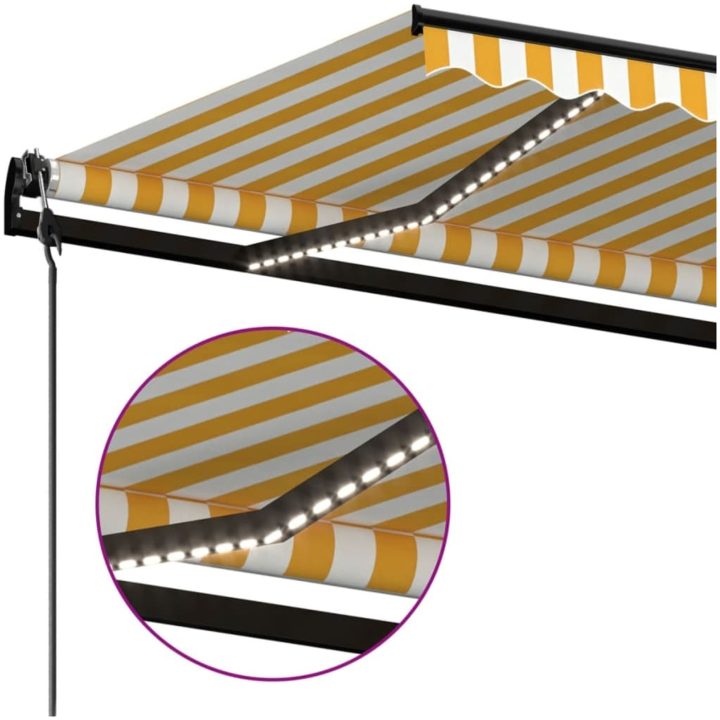 Automatisk markis med vindsensor & LED gul/vit vidaXL 350 x 250 cm – bild 5