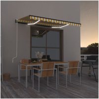 Automatisk markis med vindsensor & LED gul/vit vidaXL
