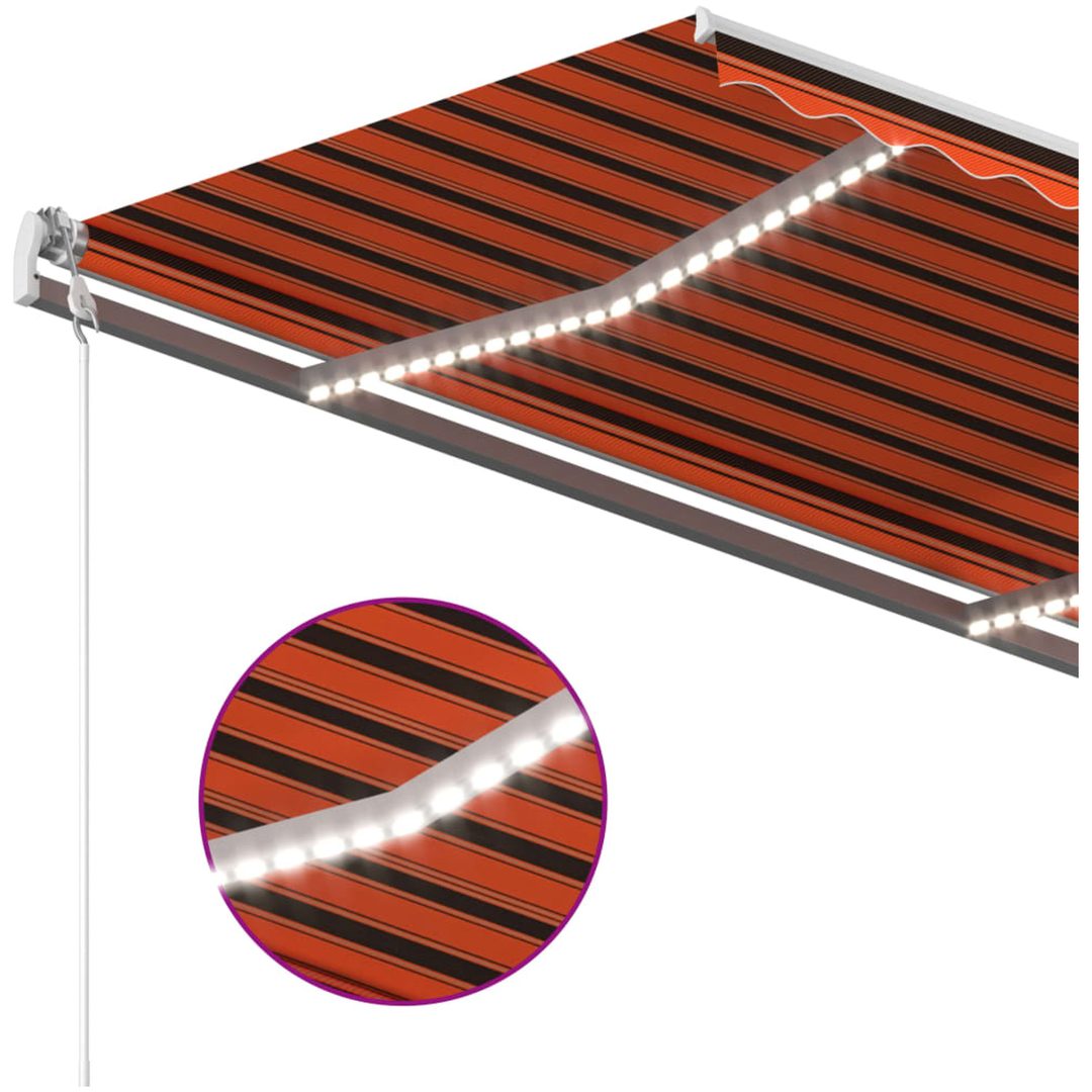 Automatisk markis med vindsensor & LED orange/brun vidaXL 350 x 250 cm – bild 5