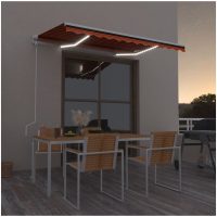 Automatisk markis med vindsensor & LED orange/brun vidaXL