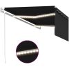 Automatisk markis med vindsensor rullgardin LED antracit vidaXL 4 x 3 m – miniatyr 5