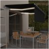 Automatisk markis med vindsensor rullgardin LED antracit vidaXL 4 x 3 m – miniatyr 1