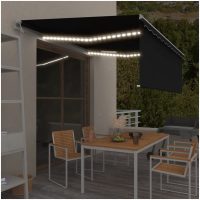 Automatisk markis med vindsensor rullgardin LED antracit vidaXL