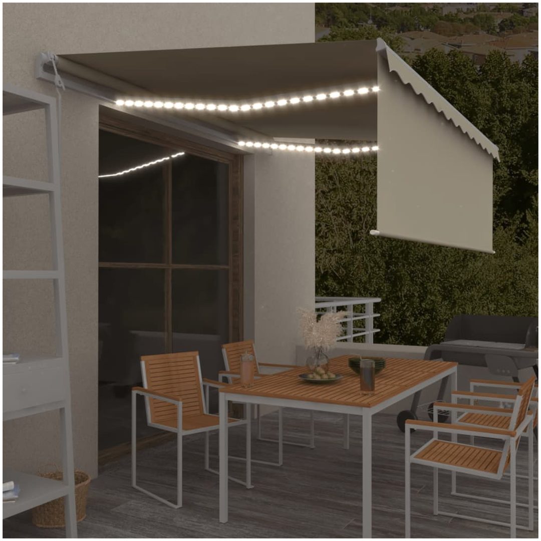 Automatisk markis med vindsensor rullgardin LED gräddvit vidaXL 4 x 3 m