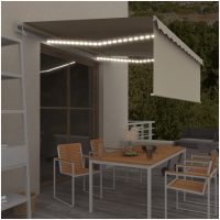 Automatisk markis med vindsensor rullgardin LED gräddvit vidaXL