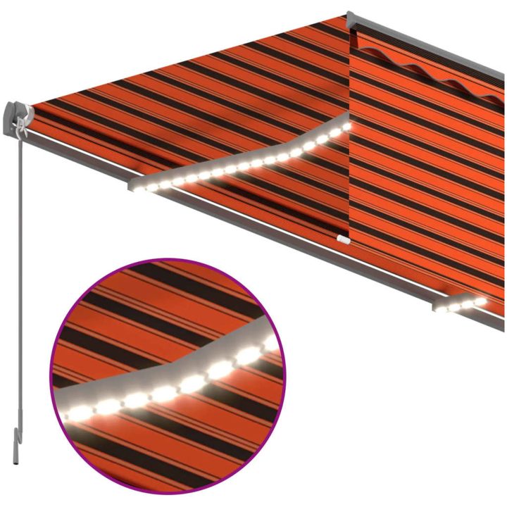 Automatisk markis rullgardin vindsensor LED orange/brun vidaXL 4.5 x 3 m – bild 5