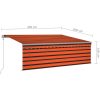 Automatisk markis rullgardin vindsensor LED orange/brun vidaXL 4.5 x 3 m – miniatyr 10