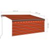 Automatisk markis rullgardin vindsensor LED vidaXL 3.5 x 2.5 m – miniatyr 10