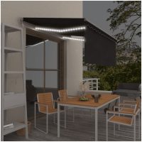 Automatisk markis vindsensor rullgardin LED antracit vidaXL